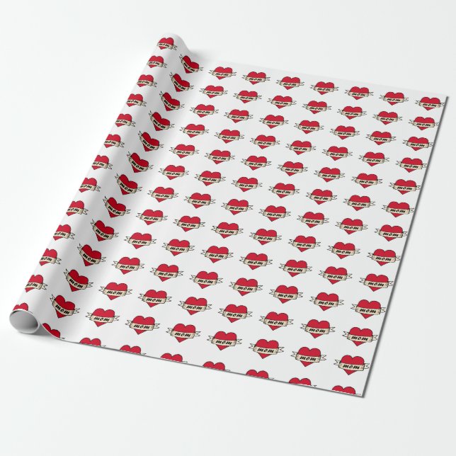 Mum heart tattoo wrapping paper (Unrolled)
