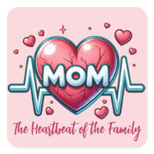 Mum Heartbeat of the Family with Red Heart