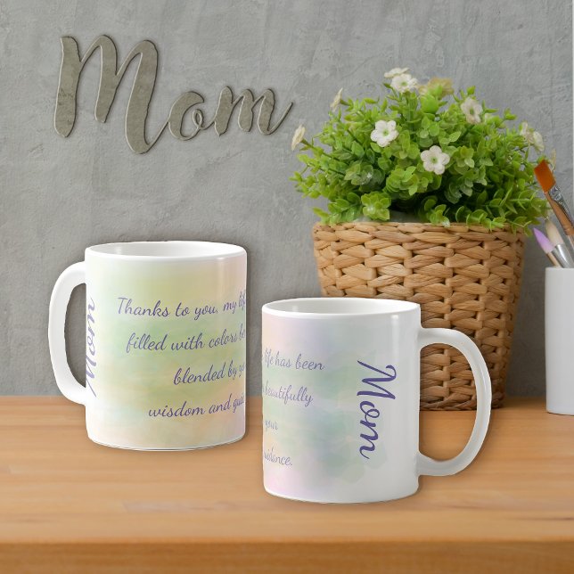 Mum Heartfelt Quote Watercolor Pastel Colours Coffee Mug (Blended watercolors and a beautiful verse on a mug for Mother's Day or other mom moments.)