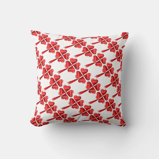 Mum Hearts Clovers Cushion (Front)