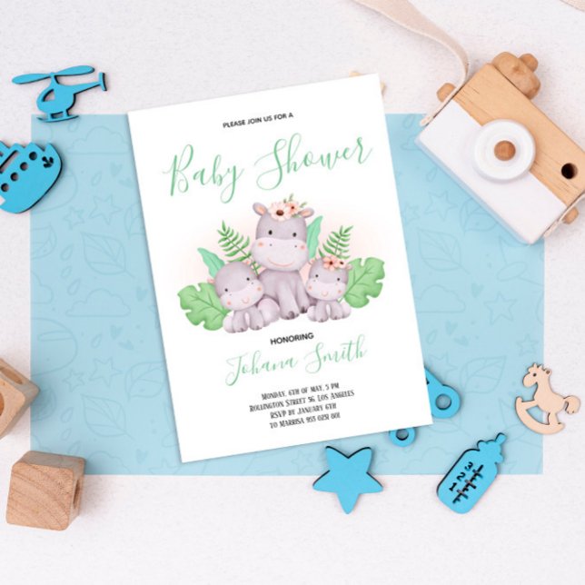 Mum Hippo Safari Baby Shower Invitation (Creator Uploaded)