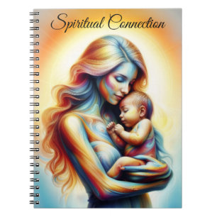 Mum holding baby luminous tender embrace art notebook