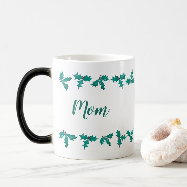 Mum Holly Pattern Christmas Coffee Cup (With Donut)