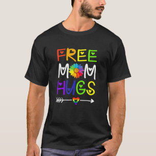 Mum Hugs Daisy Rainbow Heart LGBT Pride Month T-Shirt