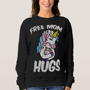 Mum Hugs Unicorn Transgender Trans Pride Flag Tran Sweatshirt