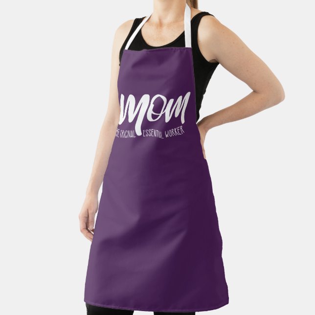 Mum Humour | The Original Essential Worker Purple Apron (Insitu)
