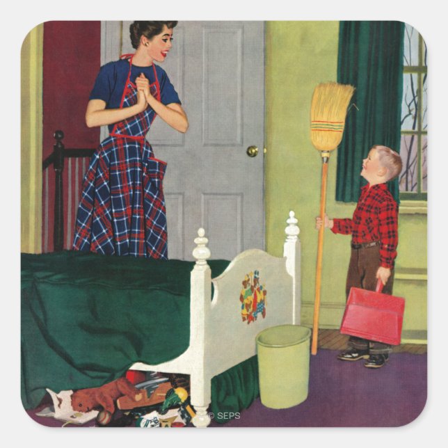 Mum, I Cleaned My Room! Square Sticker (Front)