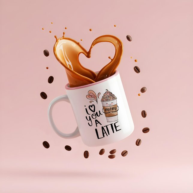 Mum I Love You A Latte Cute Kawaii Mother's Day Two-Tone Coffee Mug (Mom I Love You A Latte Cute Kawaii Mother's Day Two-Tone Coffee Mug)