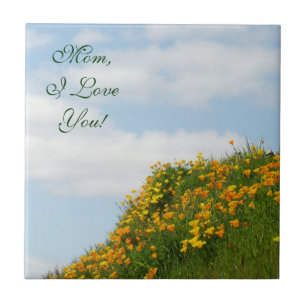 Mum I Love You! Keepsake box quality gifts Poppies Tile