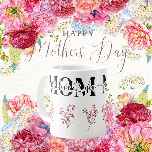 Mum I Love You Red Berries  Coffee Mug (Mom I Love You Red Berries Coffee Mug)