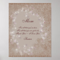 Mum I Love You Sepia Hearts Personalised