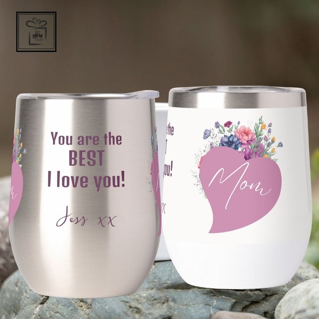 Mum I Love You Watercolor Wildflowers Heart (Mom you are the best)