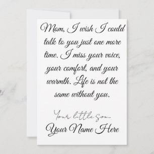 Mum, I wish I could talk to you just one more time Invitation