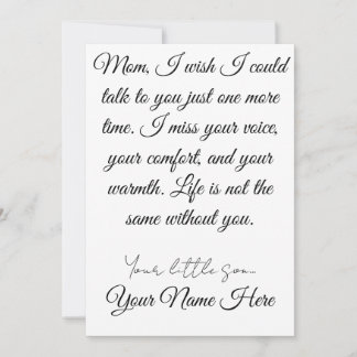 Mum, I wish I could talk to you just one more time Invitation