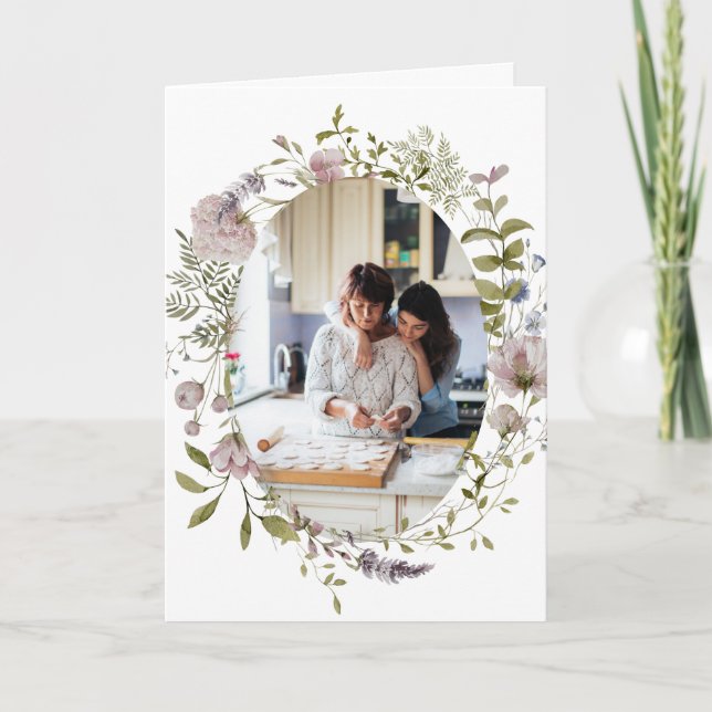 Mum I'd Choose You As A Friend | Floral Photo   Holiday Card (Front)