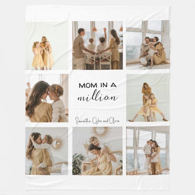 "Mum in a Million" Personalised Photo Collage |  Fleece Blanket (Front)