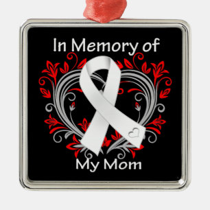 Mum - In Memory Lung Cancer Heart Metal Tree Decoration