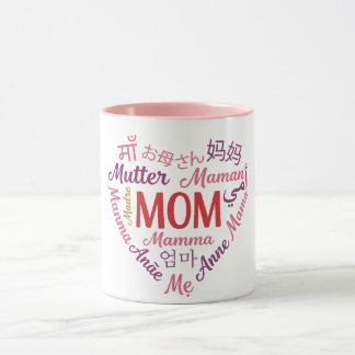 Mum in Multiple Language Heart Shaped Mother's day Mug