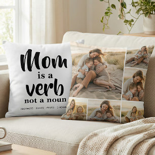 Mum Is a Verb Six Photo Collage Cushion