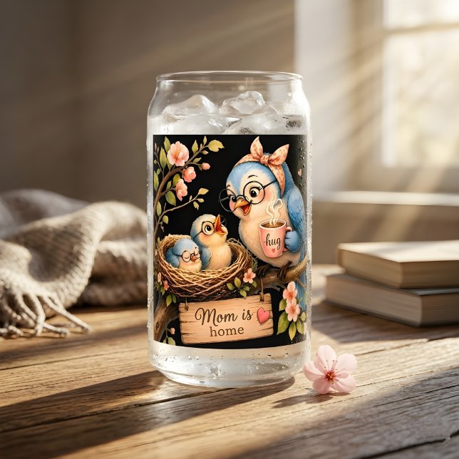 Mum Is Home Black Drinkware Set Gift Can Glass (Creator Uploaded)