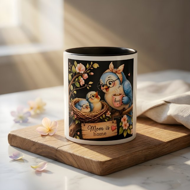 Mum Is Home Black Mug Bird Gift (Creator Uploaded)