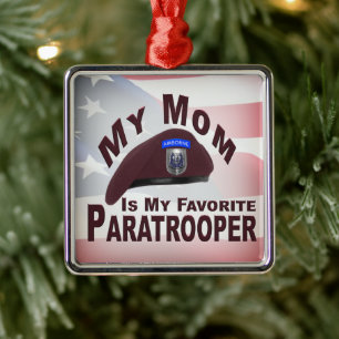 Mum is My Favourite Paratrooper Christmas  Metal Tree Decoration