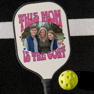 Mum is the Goat Retro Greatest Of All Time Photo Pickleball Paddle