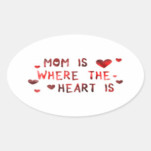 mum is where the heart is bokeh oval sticker
