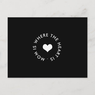 mum is where the heart is button postcard