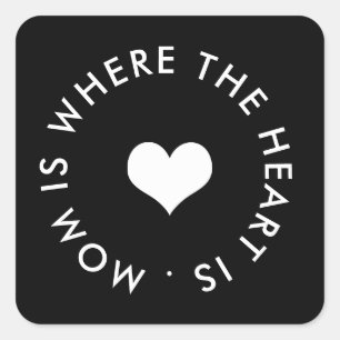 mum is where the heart is button square sticker