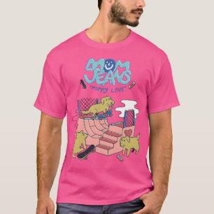 Mum Jeans Band  Puppy Love Dog T-Shirt