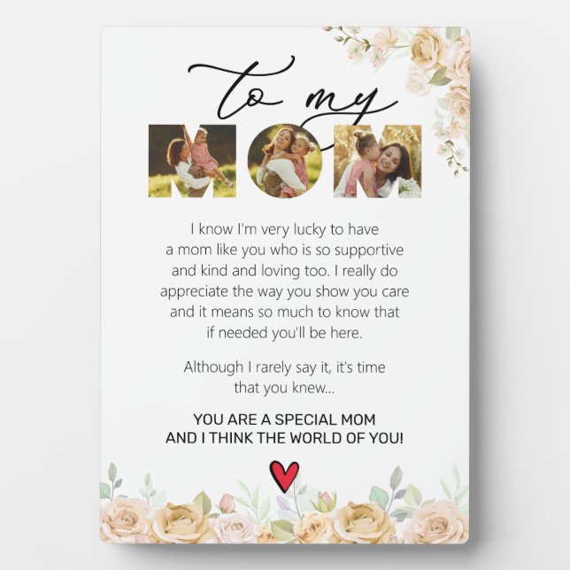 Mum Keepsake from Daughter Son Floral Watercolor Plaque (Front)