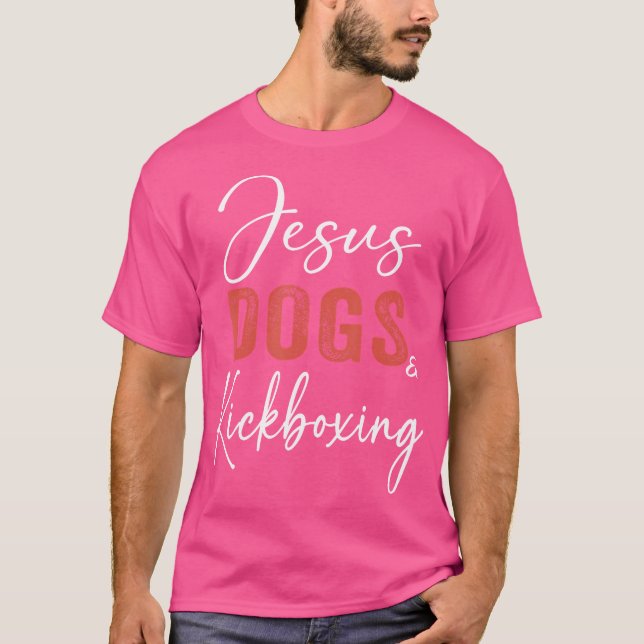 Mum Kickboxing Jesus Dogs And Kickboxing Workout L T-Shirt (Front)