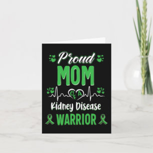 Mum Kidney Disease Warrior Awareness Ribbon Green  Card