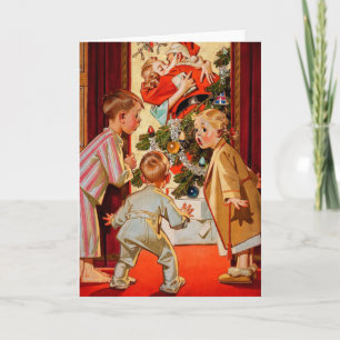 Mum Kisses Santa Claus Holiday Card