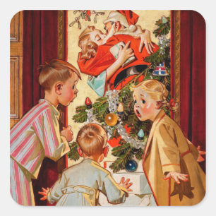 Mum Kisses Santa Claus Square Sticker