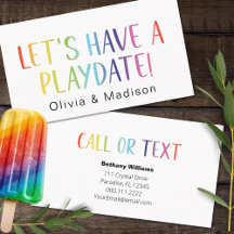 Mum Let's Have a Playdate Colourful Calling Cards