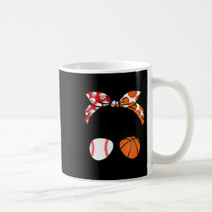 Mum life baseball basketball mum messy bun funny coffee mug
