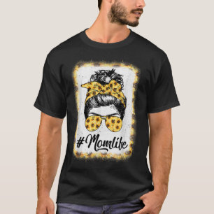 Mum Life Bleached Mum Life Sunflower Messy Bun T-Shirt