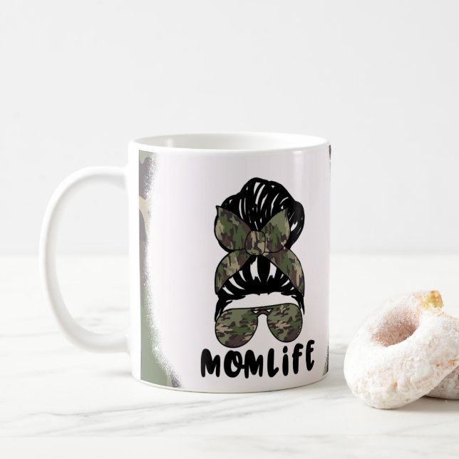 Mum Life Camouflage Camo Design Coffee Mug Cup (With Donut)