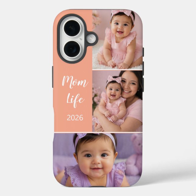 Mum Life Custom 3 Photo  Case-Mate iPhone Case (Back)