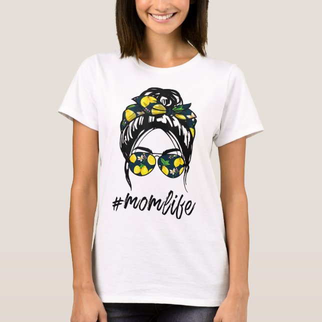 Mum Life for women yellow lemon Sunglasses & Banda T-Shirt (Front)