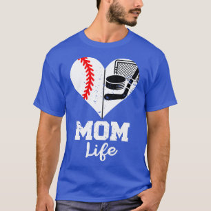 Mum Life Heart Funny Baseball Hockey Mum T-Shirt