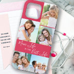 Mum Life is the Best Life 5 Photo Bright Pink iPhone 13 Pro Max Case<br><div class="desc">Custom 5 photo iphone case lettered with Mum Life is the Best Life (editable for Mum, Mama, Momma, Mummy etc). The design features a personalised, wrap around, photo collage with 5 of your favourite pictures, which are displayed as 1 vertical portrait and 4 square instagram. The design has a bright...</div>