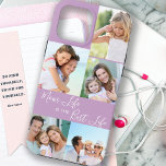 Mum Life is the Best Life 5 Photo Collage Lilac iPhone 13 Pro Max Case<br><div class="desc">Custom 5 photo iphone case lettered with Mum Life is the Best Life (editable for Mum, Mama, Momma, Mummy etc). The design features a personalised, wrap around, photo collage with 5 of your favourite pictures, which are displayed as 1 vertical portrait and 4 square instagram. The design has a lilac...</div>