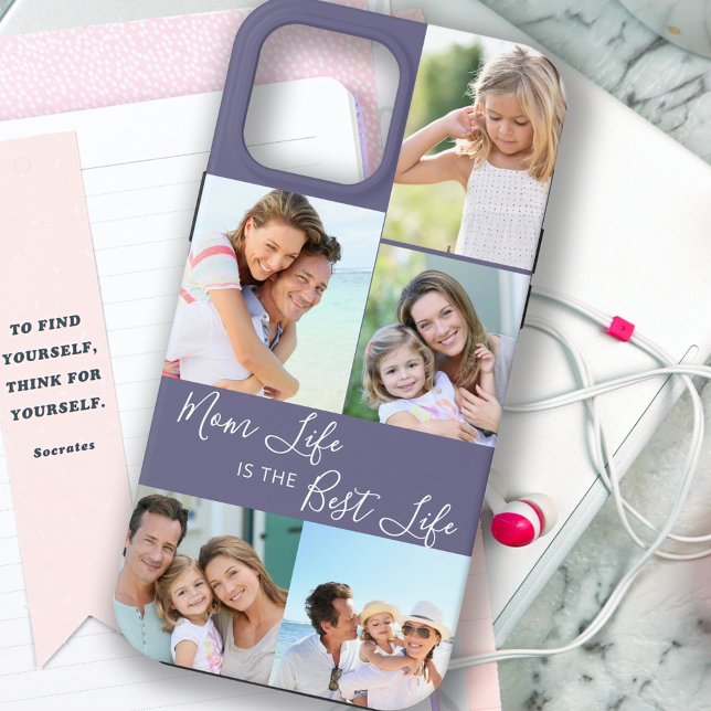 Mum Life is the Best Life 5 Photo Collage Purple Case-Mate iPhone Case (Creator Uploaded)