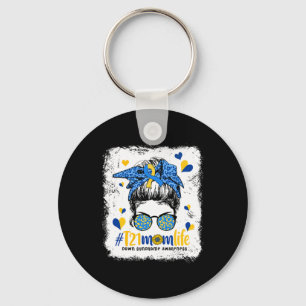 Mum Life Messy Bun Down Syndrome Awareness Key Ring