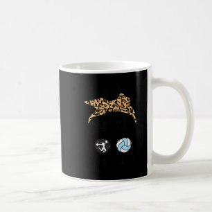Mum Life Messy Bun Hair Fun Volleyball Cheer Mum Coffee Mug
