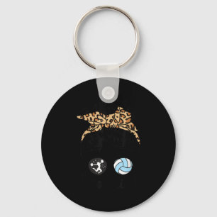 Mum Life Messy Bun Hair Fun Volleyball Cheer Mum  Key Ring