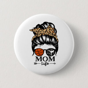 Mum Life Messy Bun Hair Funny Sketll Karate Mum 6 Cm Round Badge